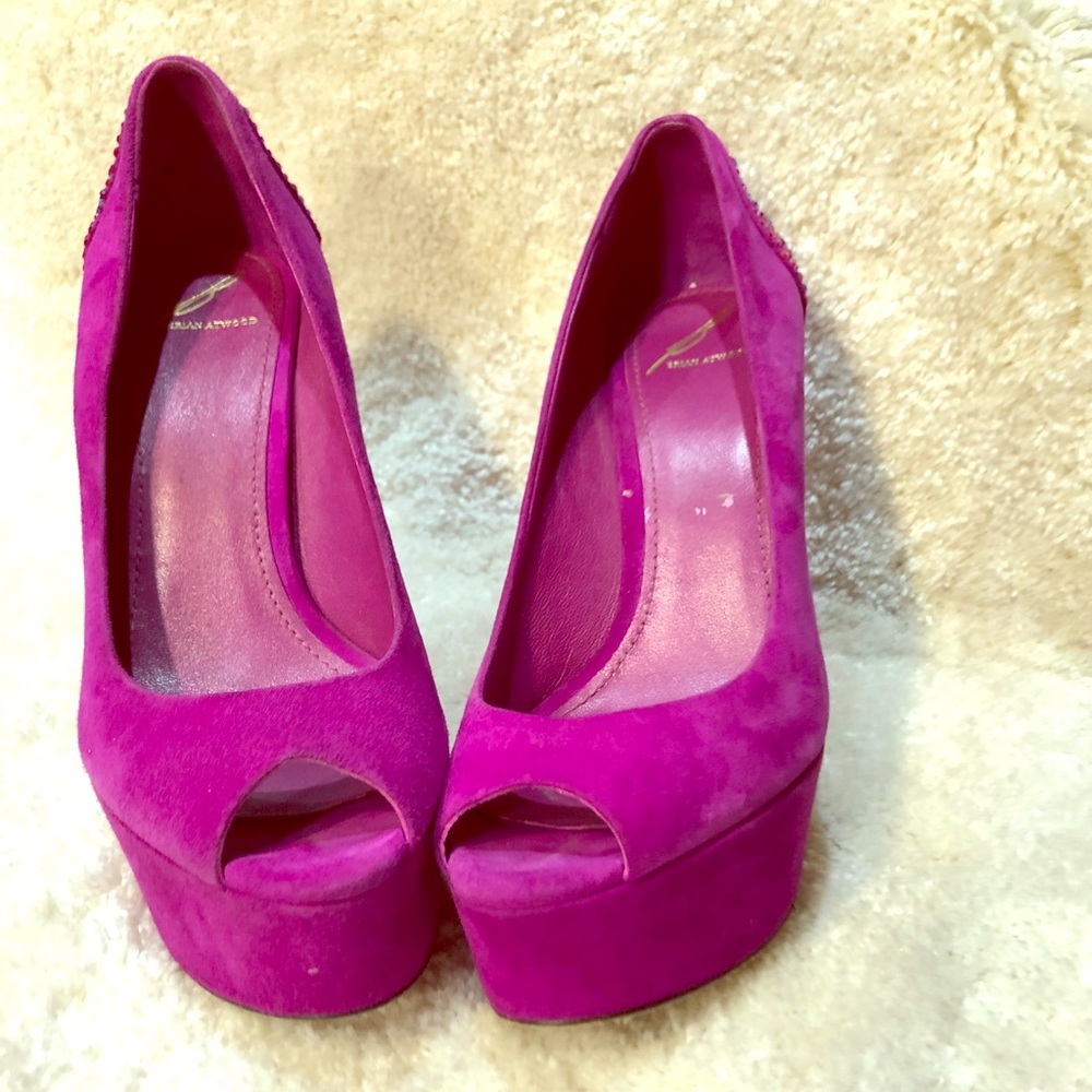 Brian Atwood Fuchsia Suede Heels